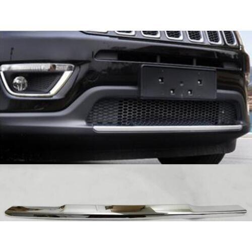 FIT FOR JEEP COMPASS 2017 2018 ABS CHROME FRONT LOWER BUMPER LIP GRILLE COVER MOLDING TRIM GRILL GUARD GARNISH PROTECTOR