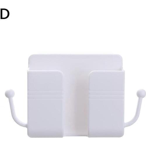 1pc Wall Mounted Remote Control Storage Box Organizer Housekeeper Stand Plug On Shelf Phone Wall Mobile Charging Rack V5h3