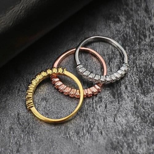 New Wedding Ring For Women Man Concise Classical Multicolor Mini Cubic Zirconia Rose Gold Color Fashion Jewelry