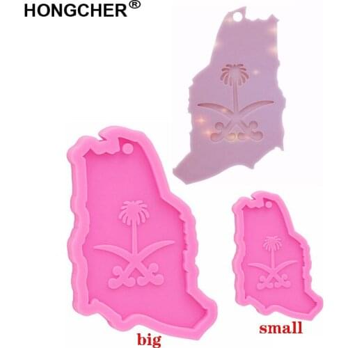 New Shiny Saudi Arabia map shape keychain jewelry epoxy resin epoxy resin clay mold handmade necklace silicone resin molds