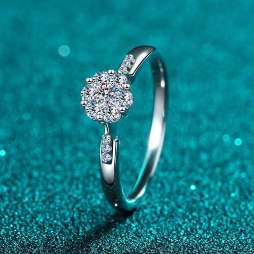 Passed Diamond Test 0.24CT Round Perfect Cut Moissanite Wedding Ring 925 Sterling Silver Diamond Rings Luxury JewelryGift Luxury