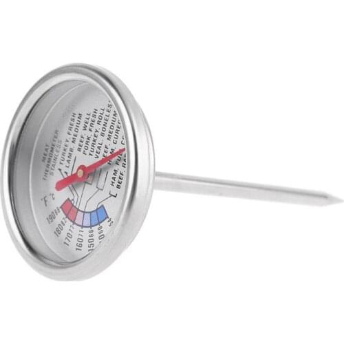 OOTDTY Stainless Food Analog Meat Thermometer Kitchen Cooking Oven BBQ Beef Pork Turkey Steak Temperature Probe C/F