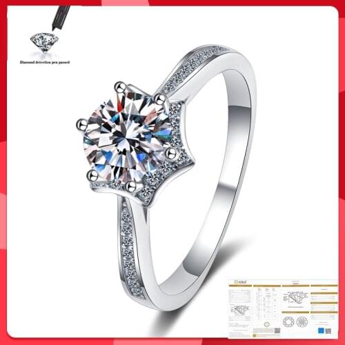 Original 925 sterling silver luxury ring wedding bridal anniversary moissanite D color 1 carat shooting star ring