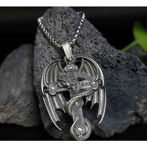 Christianity Religion Jesus Cross Pendant Mens Titanium Steel Retro Necklace Stainless Steel Explosion Style Sweater Chain