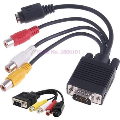 By dhl or ems 100 pieces vga s video cable 3av line tv output cable Free Shipping+Wholesale