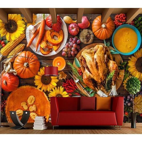 Custom Papel de parede 3d, flowers and food murals for restaurant hotel kitchen background decoration wallpaper