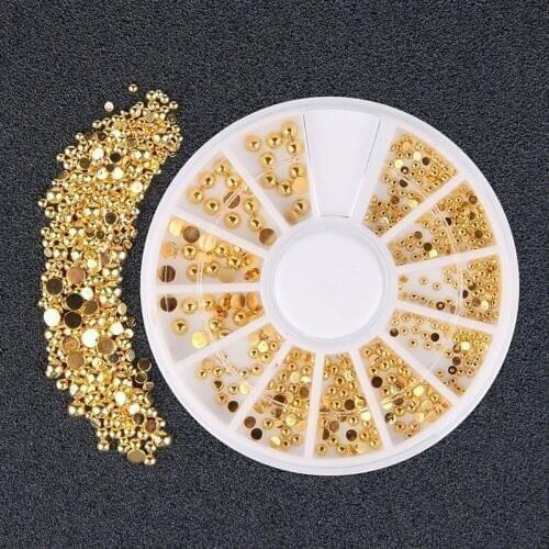 Shellhard Mixed Size Gold 3D Rhinestone Nail Rhinestones DIY Nail Art Decor Wheel Manicure Decoration