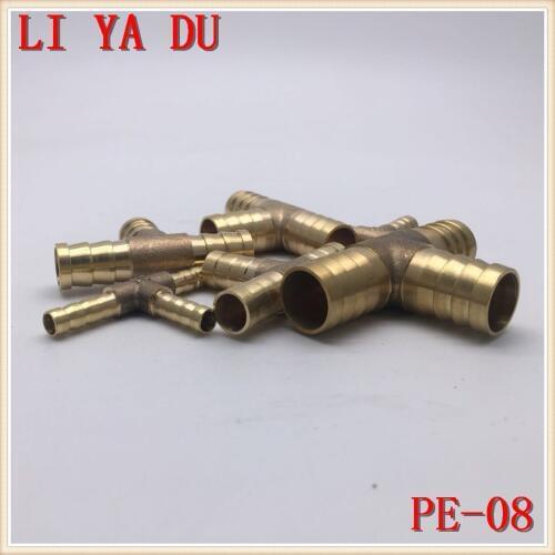 2pcs/lot PE8 Copper pagoda joint Brass joint/water pipe joint/gas joint PE-8 Brass Pipe Fitting 3-Way T type
