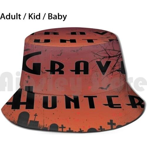 Grave Hunter Sun Hat Foldable UV Protection Graveyard Cemetery Spooky Grave Hunter Ghost Halloween Goth Gothic