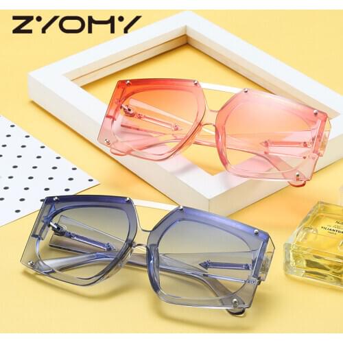 Q Brand Designer Unique Women Sunglasses Oculos de sol Clear Lenses Square Men Shades UV400 Double Beam