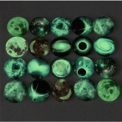 Hot Sale 10pcs 20mm 25mm New Fashion Mixed Luminous Stars Handmade Glass Cabochons Pattern Domed Jewelry Accessories Supplies