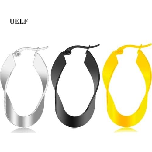 Uelf Hot Sale Circle Hoop Earrings Gold Color Twisted Wave Pattern Hoops For Women Party Creole Boucle D'oreille Bijoux