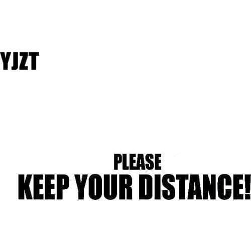 YJZT 25CM*4.9CM PLEASE KEEP YOUR DISTANCE Creative Vinyl High-quality Car Sticker Decal Black/Silver C11-0743