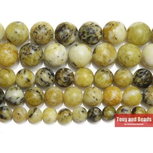 Natural Stone Yellow Turquoises Round Beads 15" Strand 4 6 8 10 12MM Pick Size For Jewelry Making No.TB12