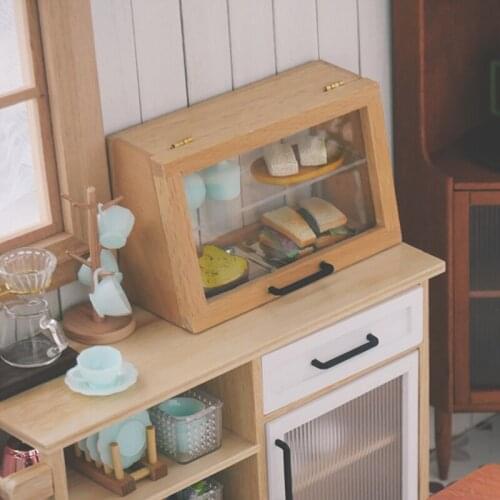 1/12 Dollhouse Miniature Display Cake Cabinet Mini Kitchen Cupboard for Barbies Blyth Doll House Furniture Accessories Toy