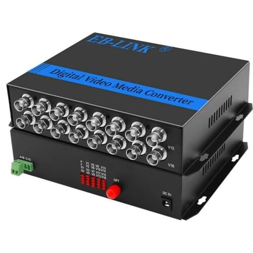 1Pair 16 Channel Digital Video Fiber Optical Media Converters Extender with 485 Data FC Fiber Optic Up to 20Km for CCTV Security