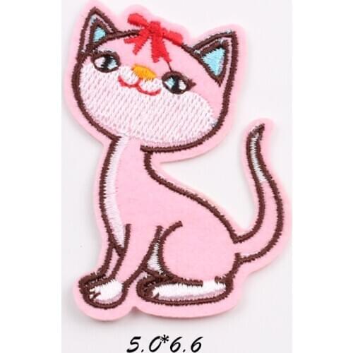 10pcs Cartoon Cat Patches Embroidered Iron On Animal Stickers Handmade Jeans Coats Pants Jackets Bags Sewing Appliques Badge