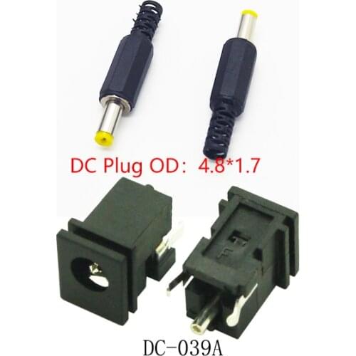 10Pcs/Lot DC Power Charging Connector Female 180Degree DIP O.D.4.8 X 1.75MM DC-039A