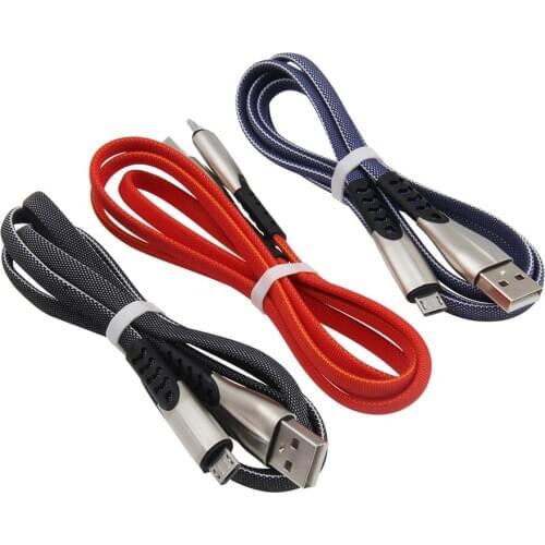 100pcs Micro USB Cable for Samaung Xiaomi Fast Charging Zinc Alloy Flat Braided Data Sync Cord 1M Cable For Android Smart Phones