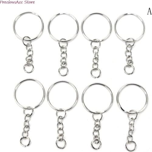 100 Pcs/Set r Stainless Alloy Silve Circle DIY Key Chains 25mm Keyrings Jewelry Keychain Key Ring