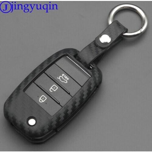 10x Carbon Fiber silicone Car Key Case Keychain for Kia Forte Niro Optima Sedona Sorento Soul Sportage Remote Cover key holder