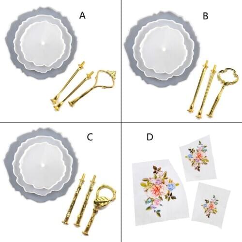 3 Tier Cake Fruit Food Plate Stand Resin Casting Mold Irregular Fruit Disc Big Plate Resin Mold Fruit Tray Art Crafts