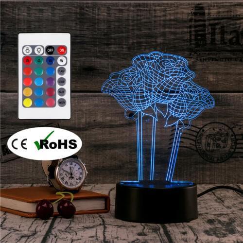 3D Led Novety Lighting Creative Gift Night Light Table Lamp Three Floral Light Led Home Corridor Hotel Party Atmosphere Lights