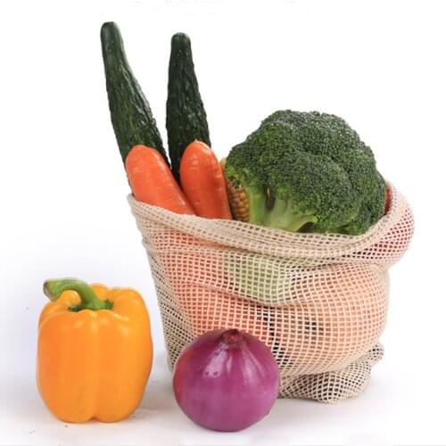 50PCS All cotton environmental protection mesh bag drawstring binding net bag Shopping bag Fruit mesh bag vegetable mesh bag