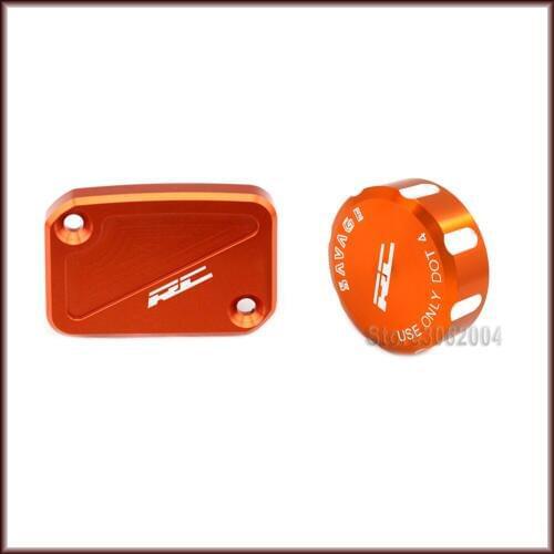For KTM RC 390 200 250 RC390 RC200 Motorcycle Accessories Front&Rear Brake Master Cylinder Fluid Reservoir Cover Cap CNC Logo