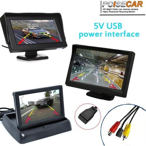 POISECAR 4.3-inch/5-inch HD Car Monitor USB-powered 5v Reversing Video Monitor Set-top box Small TV