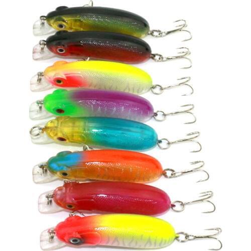 Big Sale 8pcs/lot Artificial Plastic Hooks Minnow Fishing Lure Fat Crankbait Swim Bait With 3D Fish Eye 6cm 9.8g