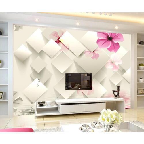 Custom large murals,3 d background red flower on the water wallpaper,living room sofa tv background bedroom papel de parede