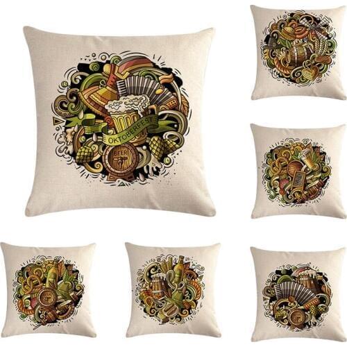 Oktoberfest Pub Best Beez Heze Pillow Cover Cartoon Linen Cushion Covers Living Room Home Decoration Pillowcase ZY524