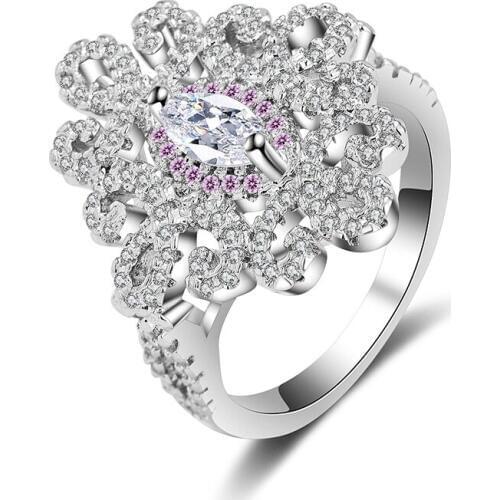 Floral Wedding Rings For Women Simulated Zircon Bague Bijoux Femme Engagement Ring Bridal Luxury Jewelry Dropshipping Wholesale