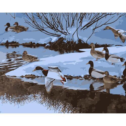 MaHuaf-j544 winter ducks animal painting by numbers on canvas DIY oil paintings for living room wall