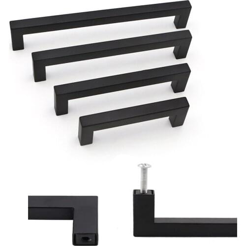 Square Metal Cabinet Door Handles Kitchen Closet Cupboard Drawer Easy Pulls Matte Black Bathroom Furniture Handle DIY Home Decor