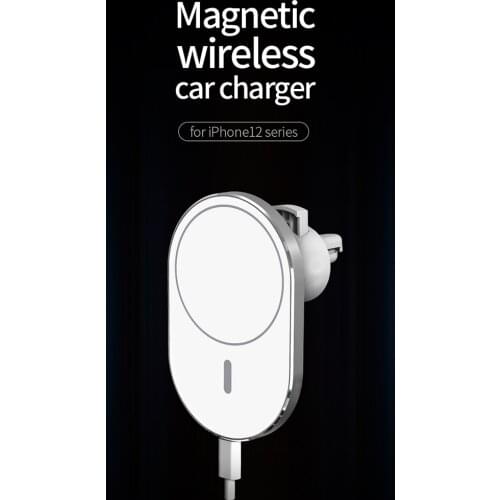 Magnetic Car Mount 15W/10W/7.5W/5W Wireless Car Phone Charger with Mag-Safe Charging Case for iPhone 12 Series