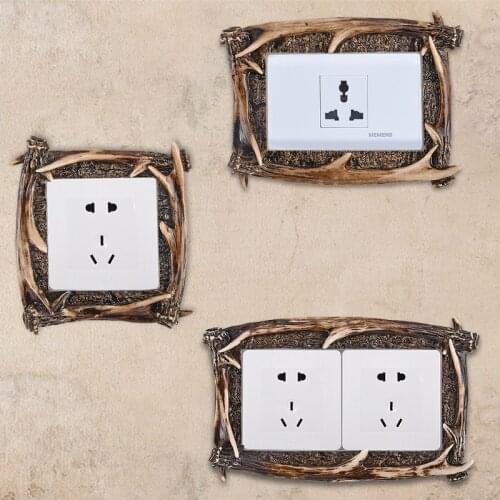 European switch stickers antlers Resin switch protective cover Home switch decoration sticker Wall Sticker