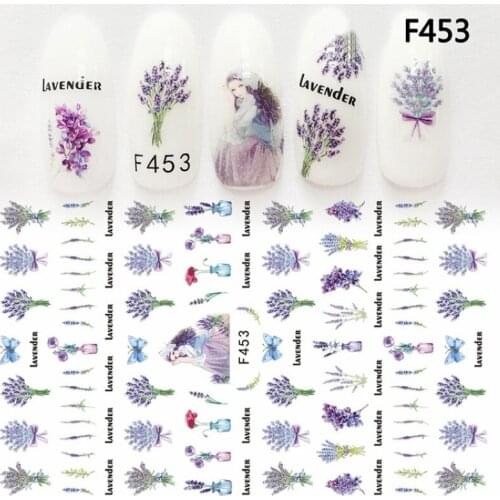 1 Sheet Unicorn Flamingo Butterfly Nail Art Stickers Flowers Dried Nail Decor Lavender 3D Stickers DIY Manicure Full Nail Decals