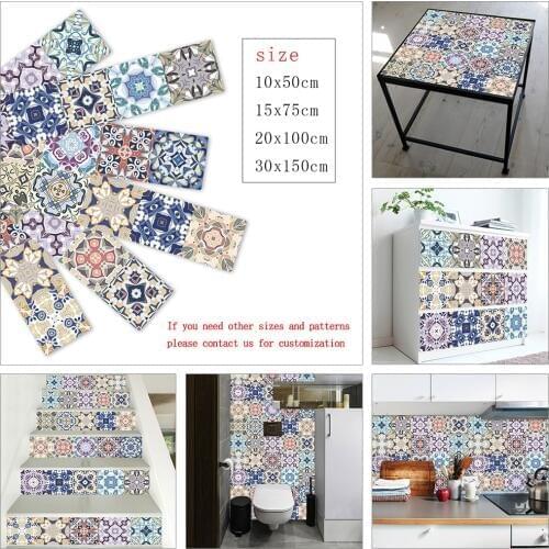 10/15/20/30cm Strip Tiles Wall Stickers Cupboard Kitchen Stairs Home Decor Wallpaper Peel & Stick Ceramics PVC Art Wall Decals