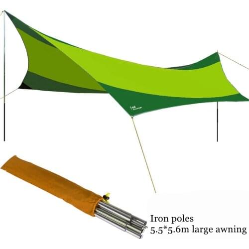 Flytop Sunshelter 3Colors for Choose!High Quality 550cm*560cm Iron Poles UV Beach Tent Sun Shelter Camping Tent Awning Tarp