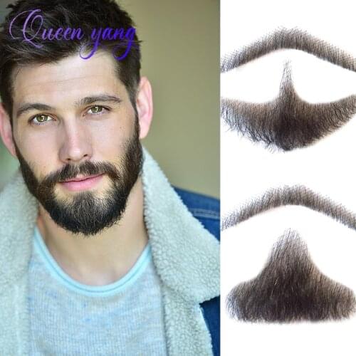 QUEENYANG Short Beard Invisible Men Real Hair Indispensable Fake Beard Beard Beard Male Beard Tom Beard
