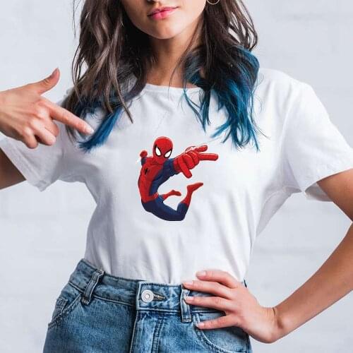 New Marvel Tshirt Spiderman Print Graphic Cartoon Women Clothes Casual Tee Top Dropship Clothes Female Disney