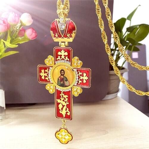 Fashion Cross Pendant Latest Design Catholic Orthodox Cross Pendants Jesus Big Badge Cross Necklace Handmade Necklace with Box