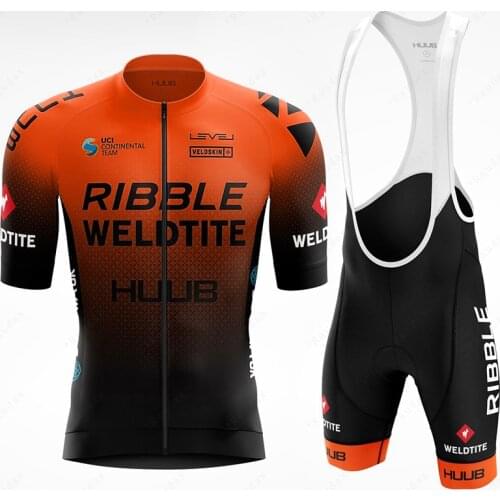 HUUB 2021 Orange Team Cycling Jersey Ribble Weldtite Bicycle Set Road Bike Shirt Suit MTB Maillot Ropa Ciclismo Cycling Clothing