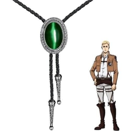 Anime Attack on Titan Shingeki No Kyojin Leader Erwin Smith Cosplay Necklace Pendant Bolo Tie Prop Accessory Gift
