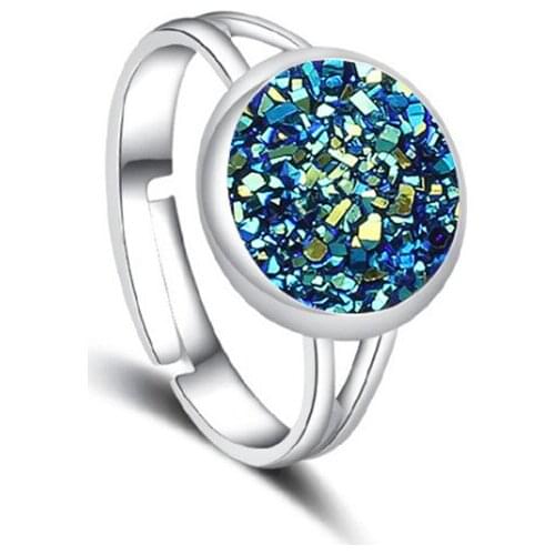 FYSL Silver Plated Many Colors Irregular Shape Round Resin Resizable Finger Ring Trendy Jewelry