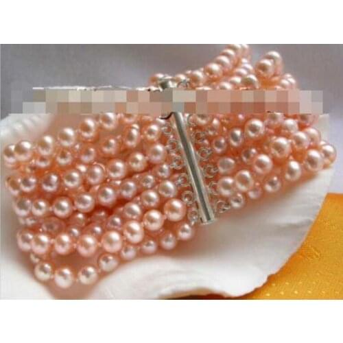 Selling Jewelry>>>Wholesale price NewGenuine 8row round pink pearl bracelet