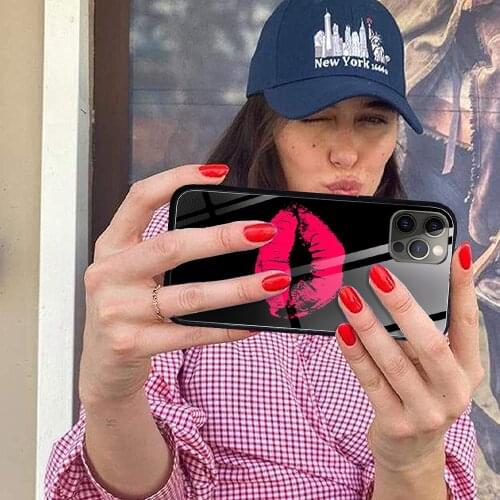 Sexy Girl red Lips Kiss Phone Case Rubber for iPhone 12 11 Pro Max XS 8 7 6 6S Plus X 5S SE 2020 XR 12 Mini case