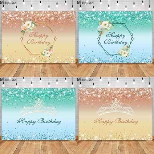 Pink Red Flowers Balloons Birthday Party Glitters Star Dot Pendant Stage Customize Poster Baby Portrait Photography Background